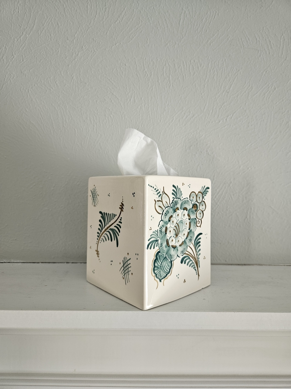 Vintage Delft Handpainted Glazed Porcelain Tissue/Kleenex Box Cover